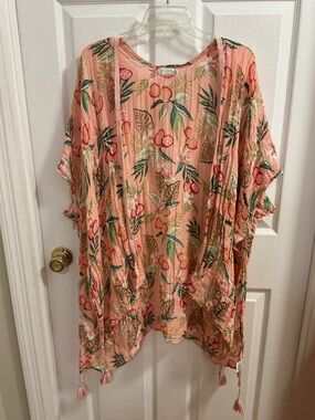 Spartina 449 lightweight, printed kaftan cardigan, a bohemian resort cover-up